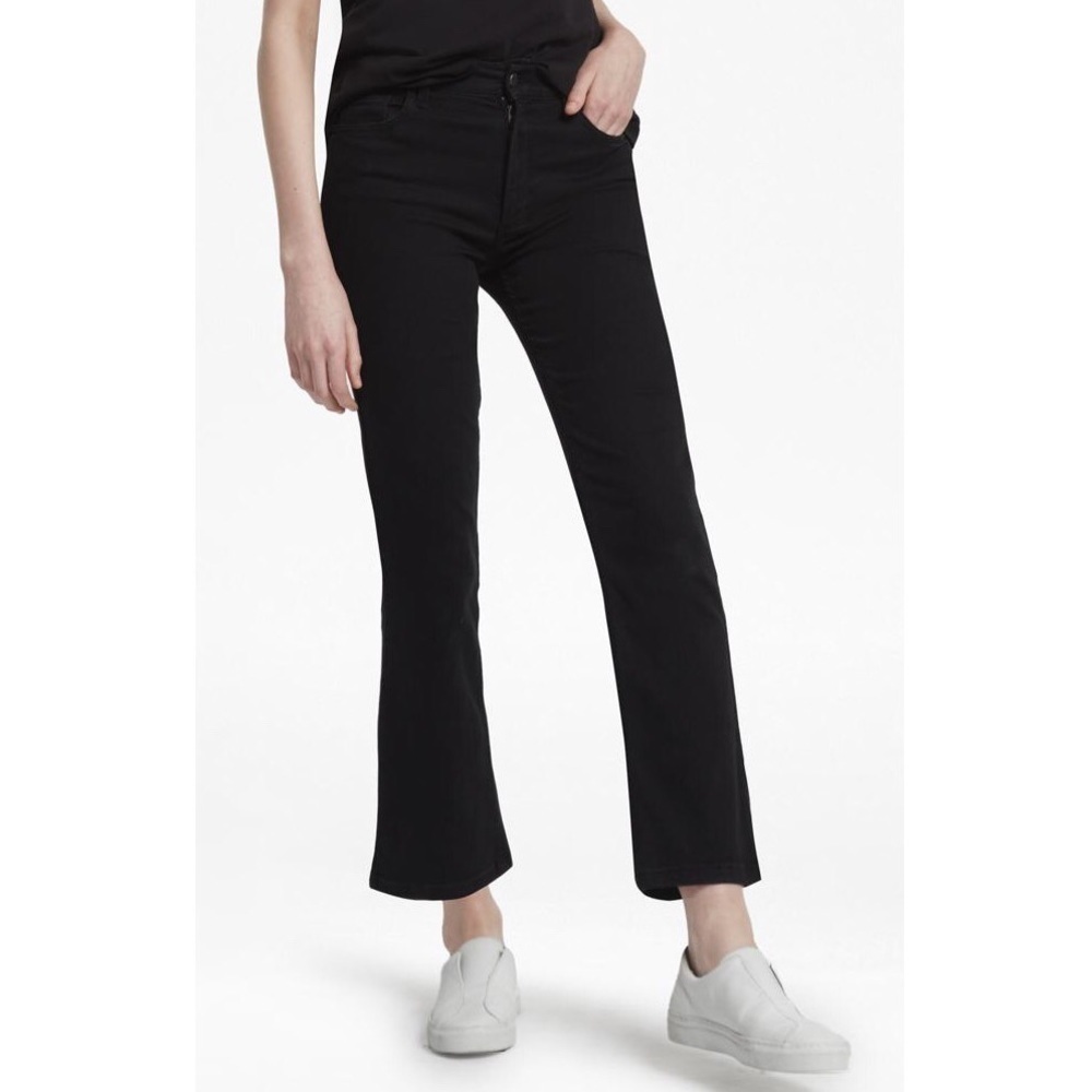 French Connection Stretch Cotton Black Rebound Cropped Kick Flare Jeans EUC Sz 2